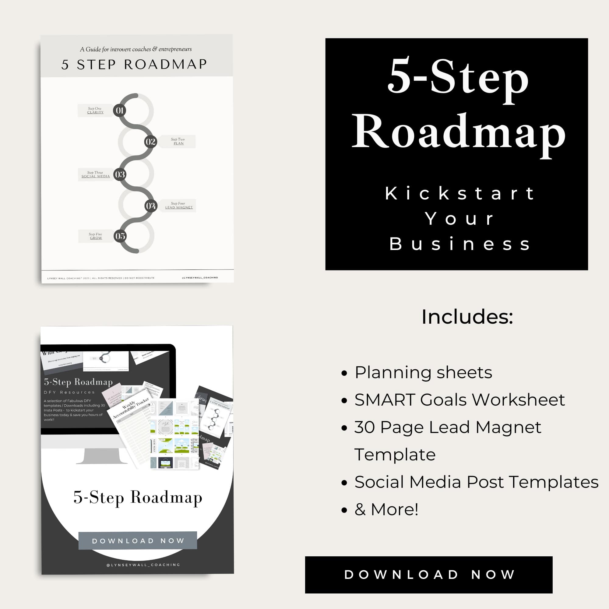 5 Step Roadmap - Free Download - images on a cream backgroound