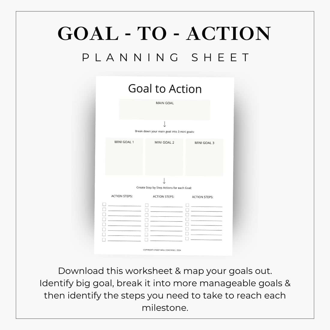 Goal to Action Worksheet - image of the planning worksheet