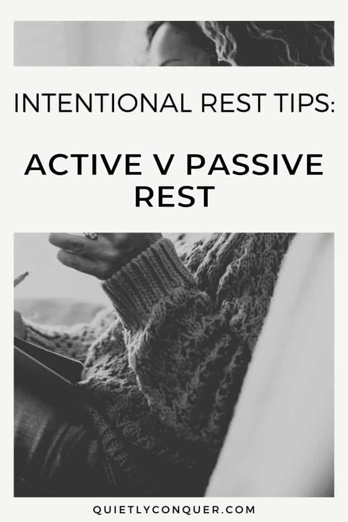 Intentional Rest: Active v Passive Rest Image of a Woman sat writing in journal.